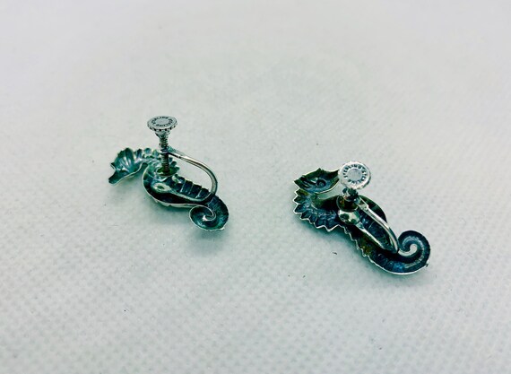 Vintage Sterling Silver Seahorse Earrings Item K … - image 4