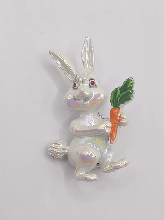 Rabbits Scatter Pin- Iridescent Easter Bunnies- V… - image 4