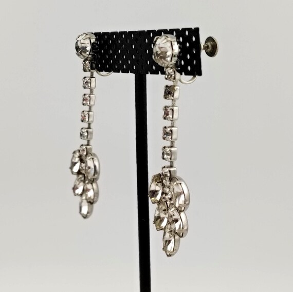 Signed Weiss Clear Rhinestone Dangling Screw-Back… - image 3