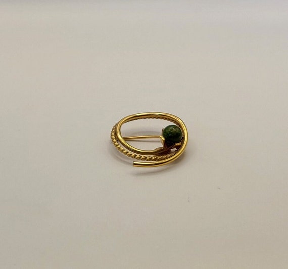 Vintage Danecraft Gold Filled Jade Circle Pin - P… - image 6