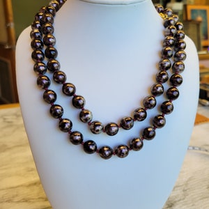 Joan Rivers- Speckled Brown and Plum Beaded Necklace- Vintage Joan Rivers Necklace- Bead Necklace- Collectible Designer Costume Jewelry-K#76