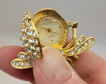 Vintage Joan Rivers Multicol Rhinestone Crystal Flower Gold