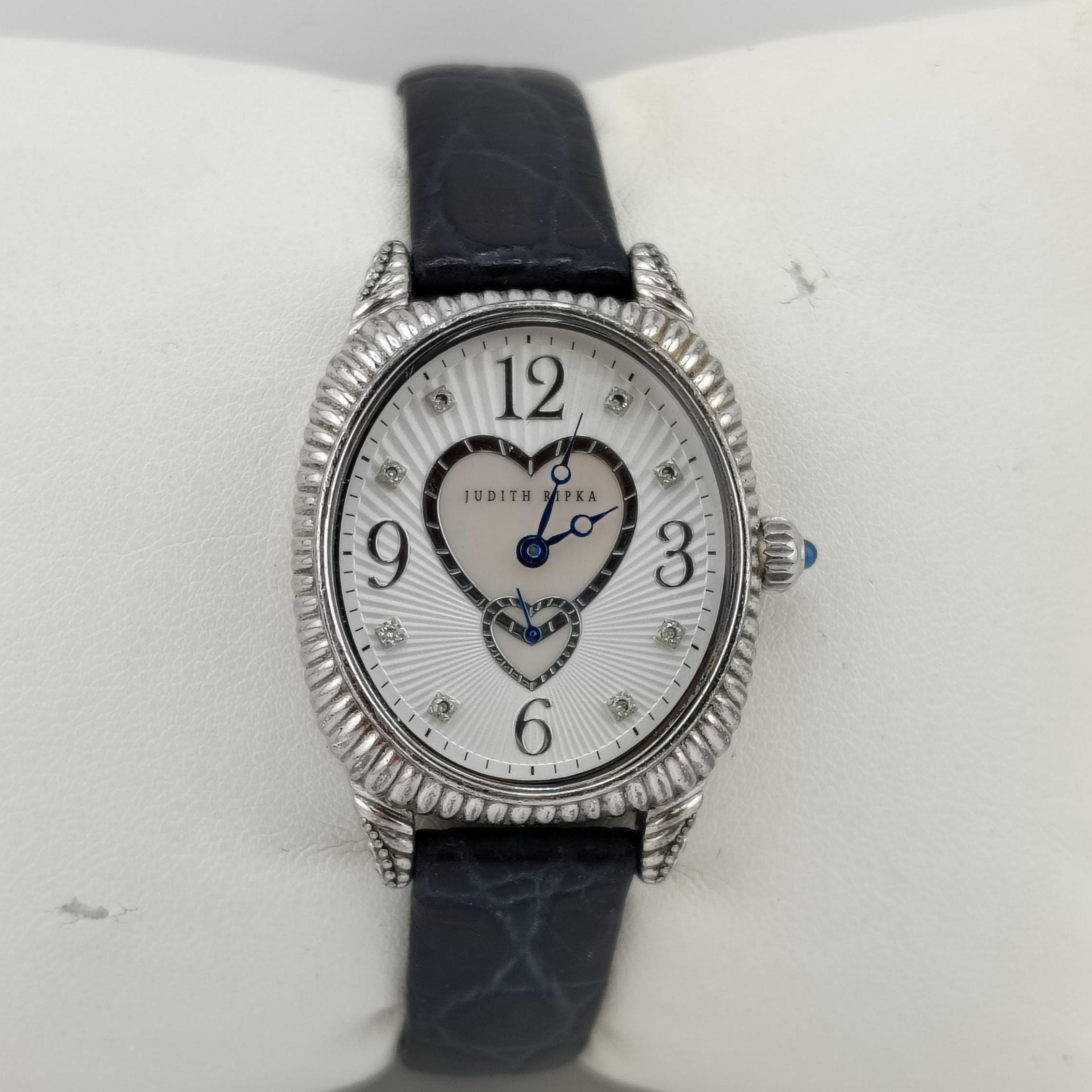 Judith Ripka Heart Dial Watch Sterling Silver Cubic Zirconia 