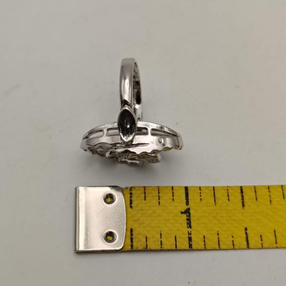 Silver Tone Interlocking Ovals Clear Rhinestone R… - image 7