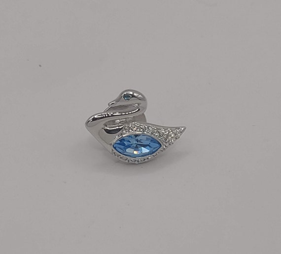 Swarovski Crystal- Swan Pin- Swan logo- Blue Swar… - image 2