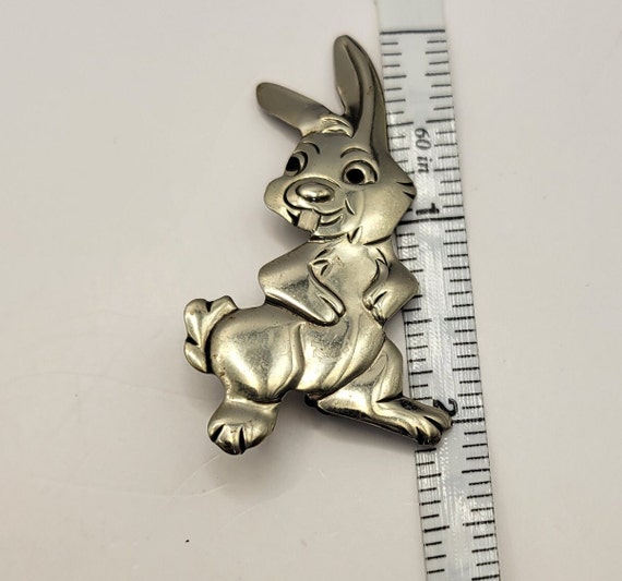 Vintage Enameled Metal Bunny Rabbit Pin - Silver … - image 10