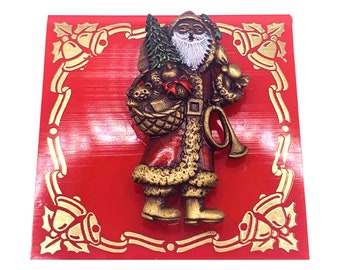 JJ Enameled Vintage Santa Claus Pin- Vintage JJ Brooch- Jonette Jewelry- Vintage Christmas Brooch- Santa Collector- Santa Pin K#1221