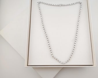 Vintage Nolan Miller Signed Crystal Tennis Necklace Silver Tone 18" Original Box Glamour Collection