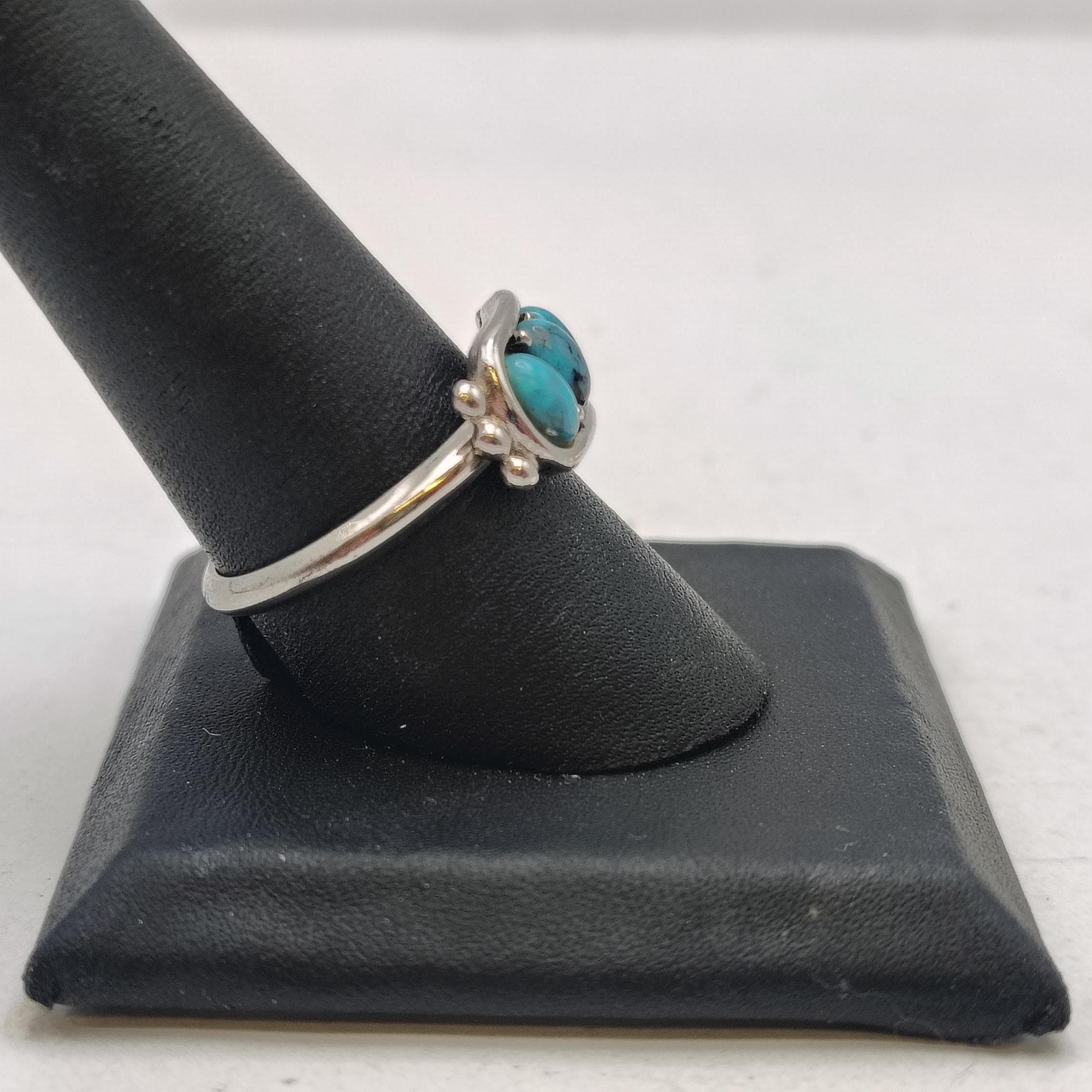Vintage 1970s Ring and Watch Set Silver Toned Metal with Faux Turquoise Japan Vintage Avon Faux Turquoise Ring – 1970s Silver Tone  main image 4