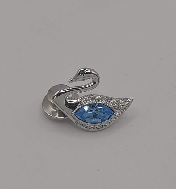 Swarovski Crystal- Swan Pin- Swan logo- Blue Swar… - image 7