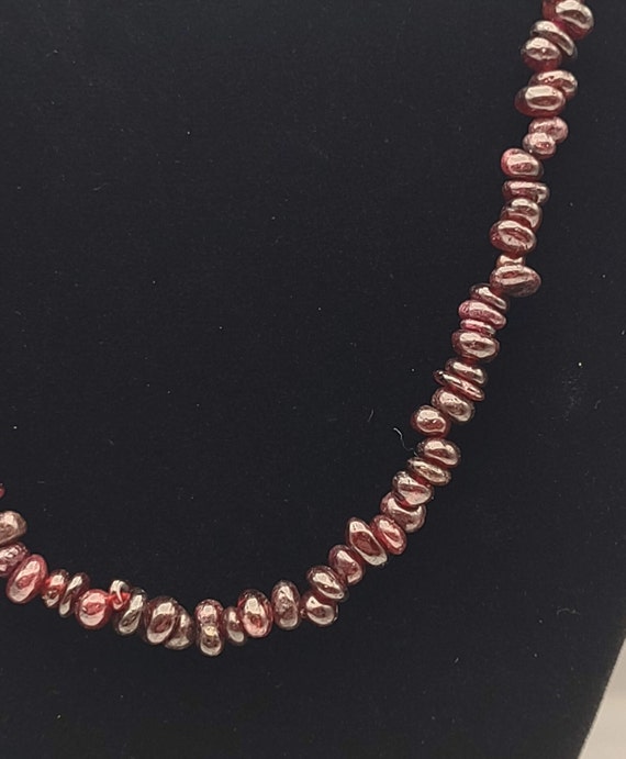 Garnet Nugget Polished Bead Necklace- Vintage Gar… - image 2