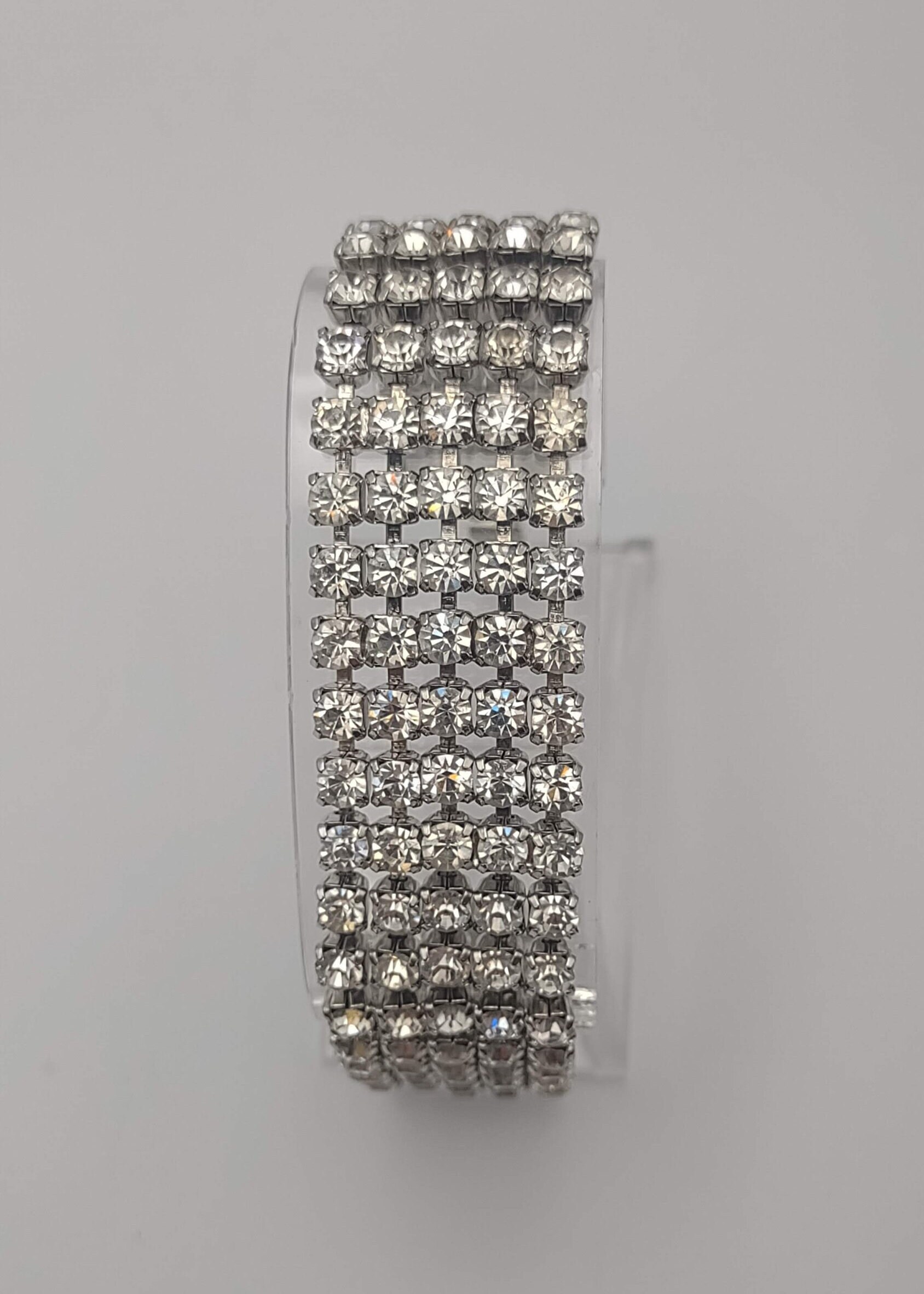 Weiss- 1960s Prong Set Rhinestone Bracelet- Vintage Chunky Weiss- 1960s Prong Set Rhinestone Bracelet- Vintage Chunky
