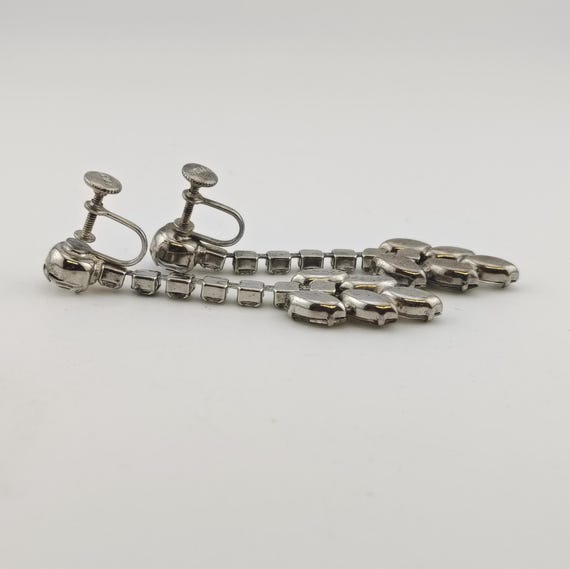 Signed Weiss Clear Rhinestone Dangling Screw-Back… - image 8