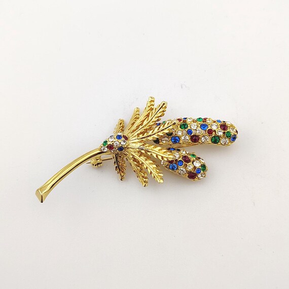 Vintage‎ Gold Tone with Rhinestones Brooch Vintage Amber Rhinestone Star Brooch; Gold Tone Prong  main image 4