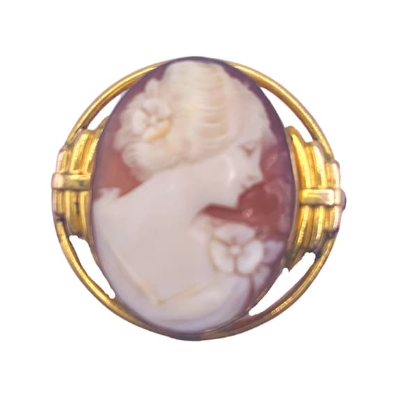 Vintage Cameo Pin - 1/20 10k Gold Filled Carved S… - image 2