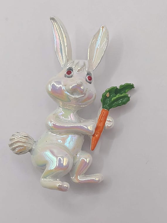 Rabbits Scatter Pin- Iridescent Easter Bunnies- V… - image 3