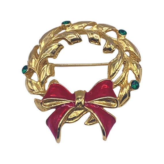 Christmas Wreath Pin, Vintage Wreath Pin, Christm… - image 4