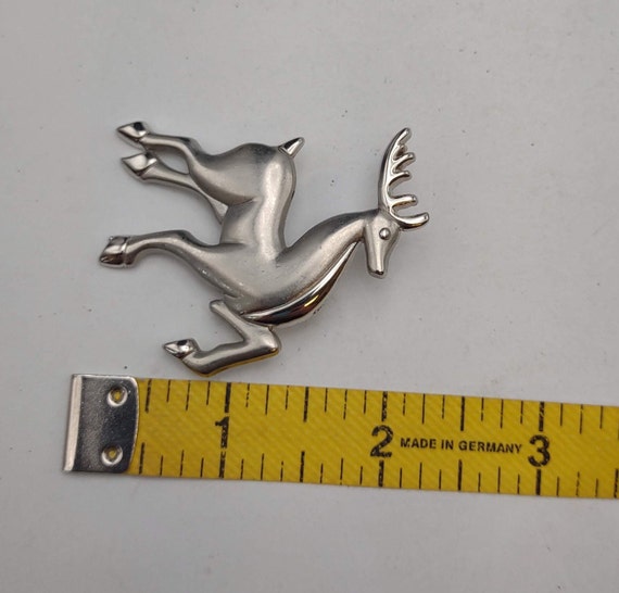 Vintage Silver Tone Prancing Reindeer Christmas H… - image 6