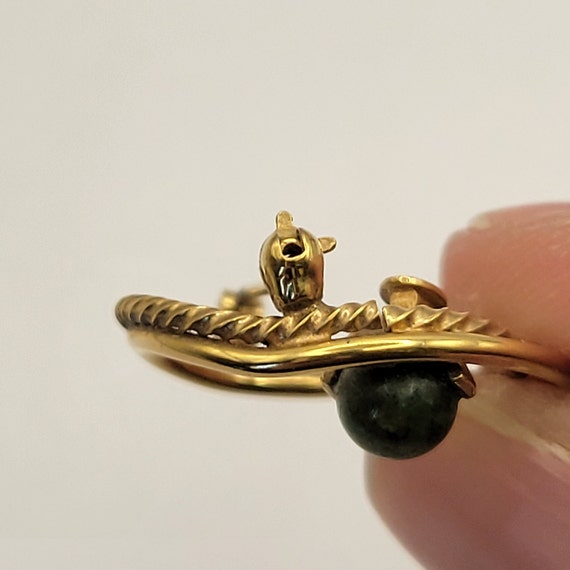 Vintage Danecraft Gold Filled Jade Circle Pin - P… - image 4