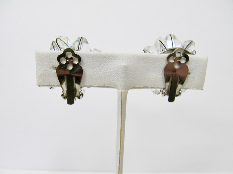 Vintage Sparkling Aurora Borealis Crystal Cluster Earrings Item K # 1690