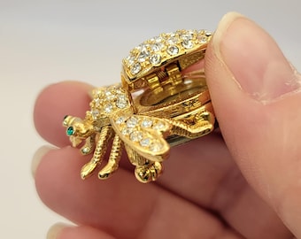 Joan Rivers Rhinestone Bee Watch Pin – Gold Tone Crystal  display picture 1