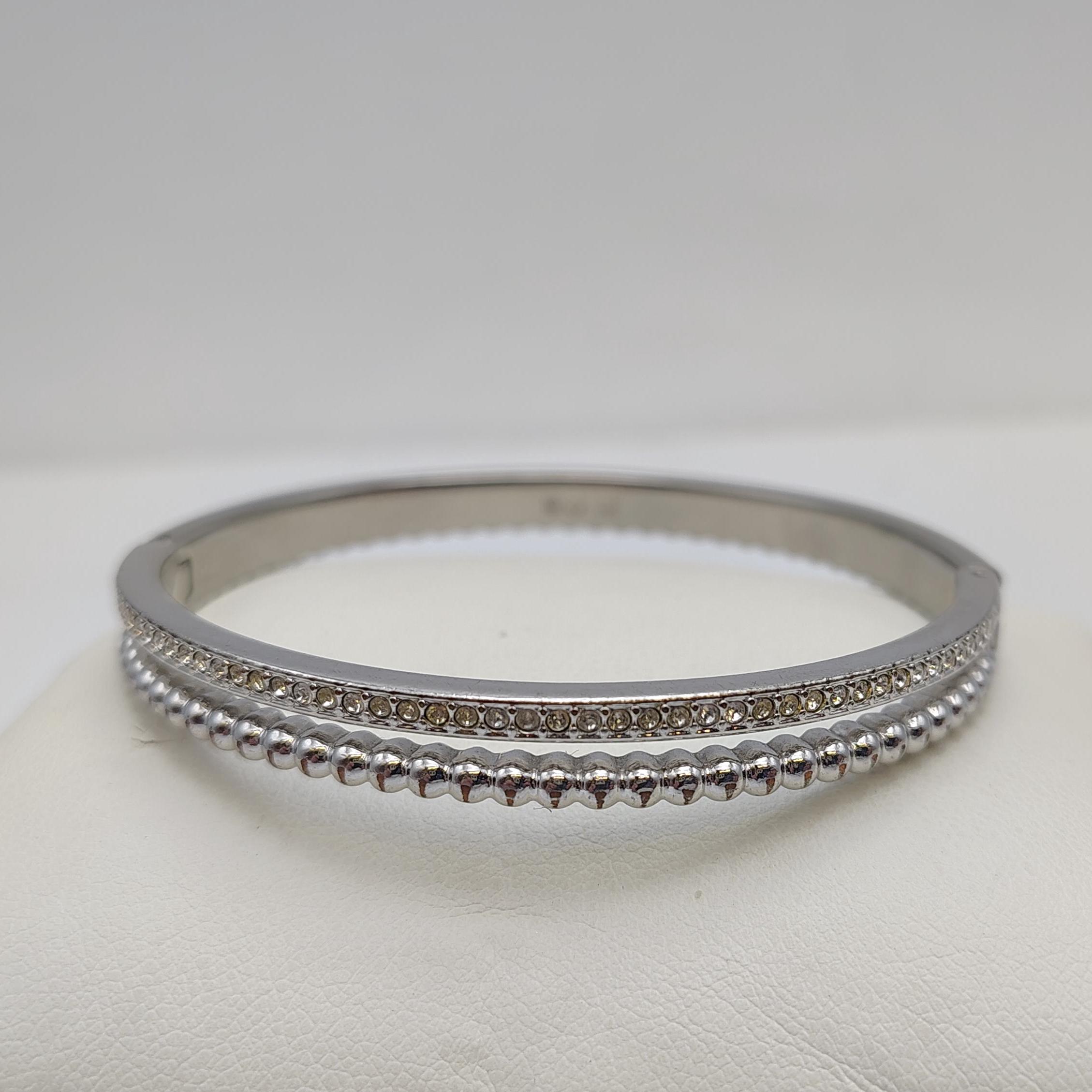 Swarovski Crystal Hinged Bangle Bracelet – Vintage Beaded  display picture 1