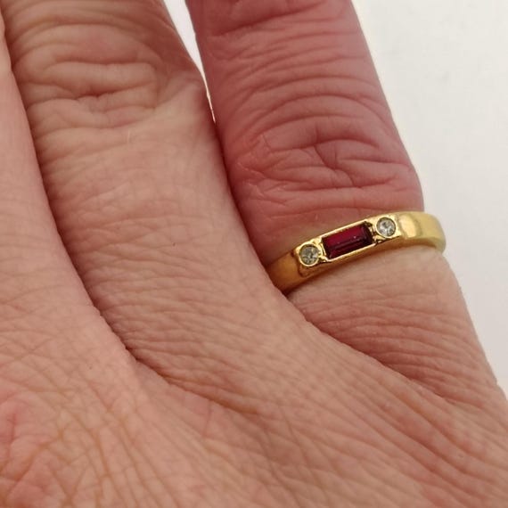 Vintage Signed Avon Ruby Red Rectangle and Round … - image 9