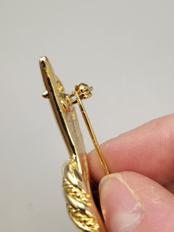 Vintage Texture Overlapping Loop Design Pin - Gol… - image 7