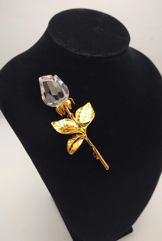 Sparkling Swarovski Crystal Rose Boutonniere Brooch Romantic