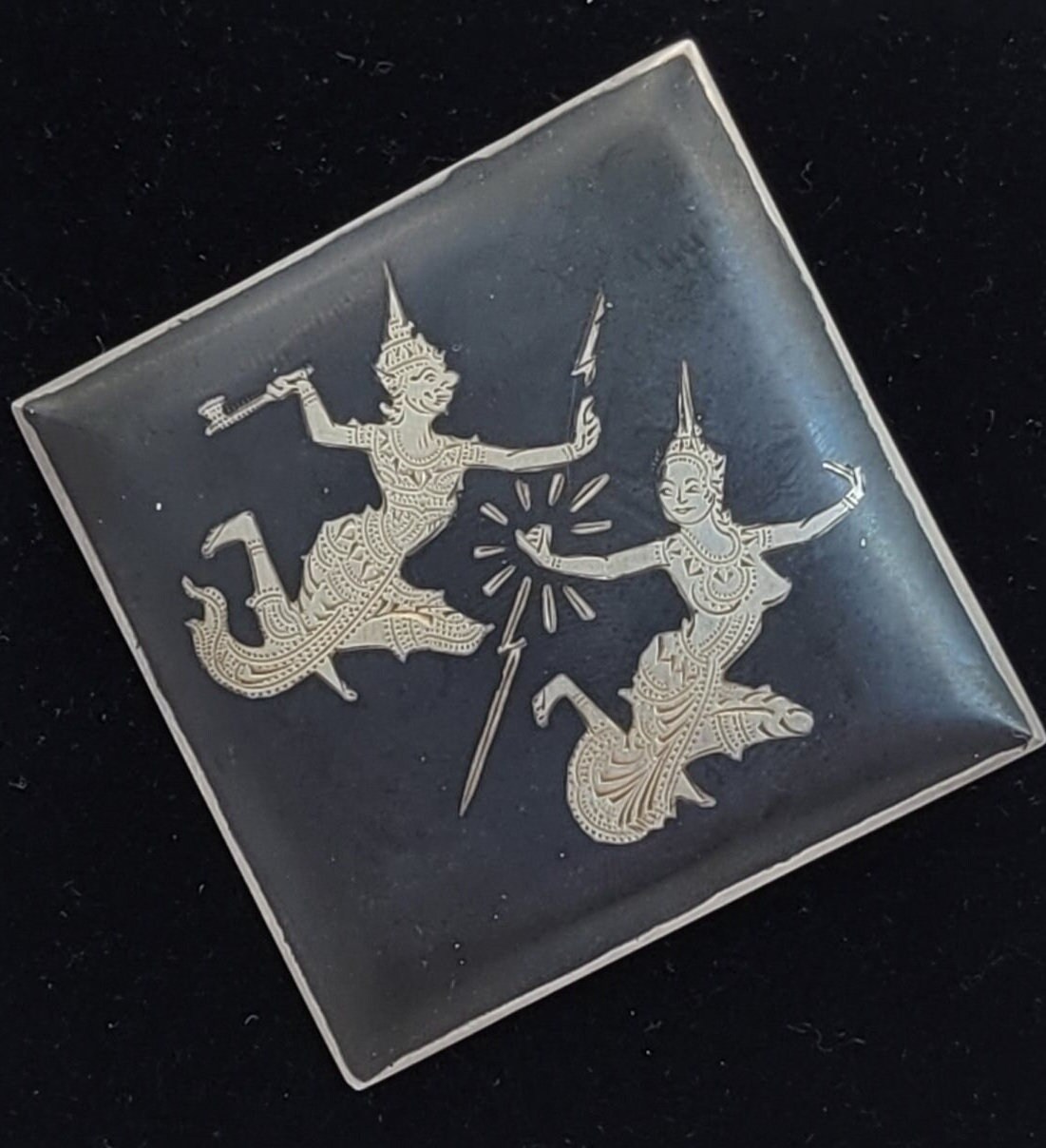 Vintage Sterling Silver Siam Thailand Niello Black Belt Buckle Mekhala Ramasoon Silver Siam Belt - Etsy main image 4