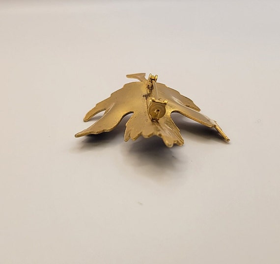 Vintage Brown Ombre Enameled Maple Leaf Pin- Gold… - image 6