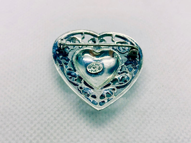 JEWELART Sterling Silver Ornate Heart Pin Item K # 106