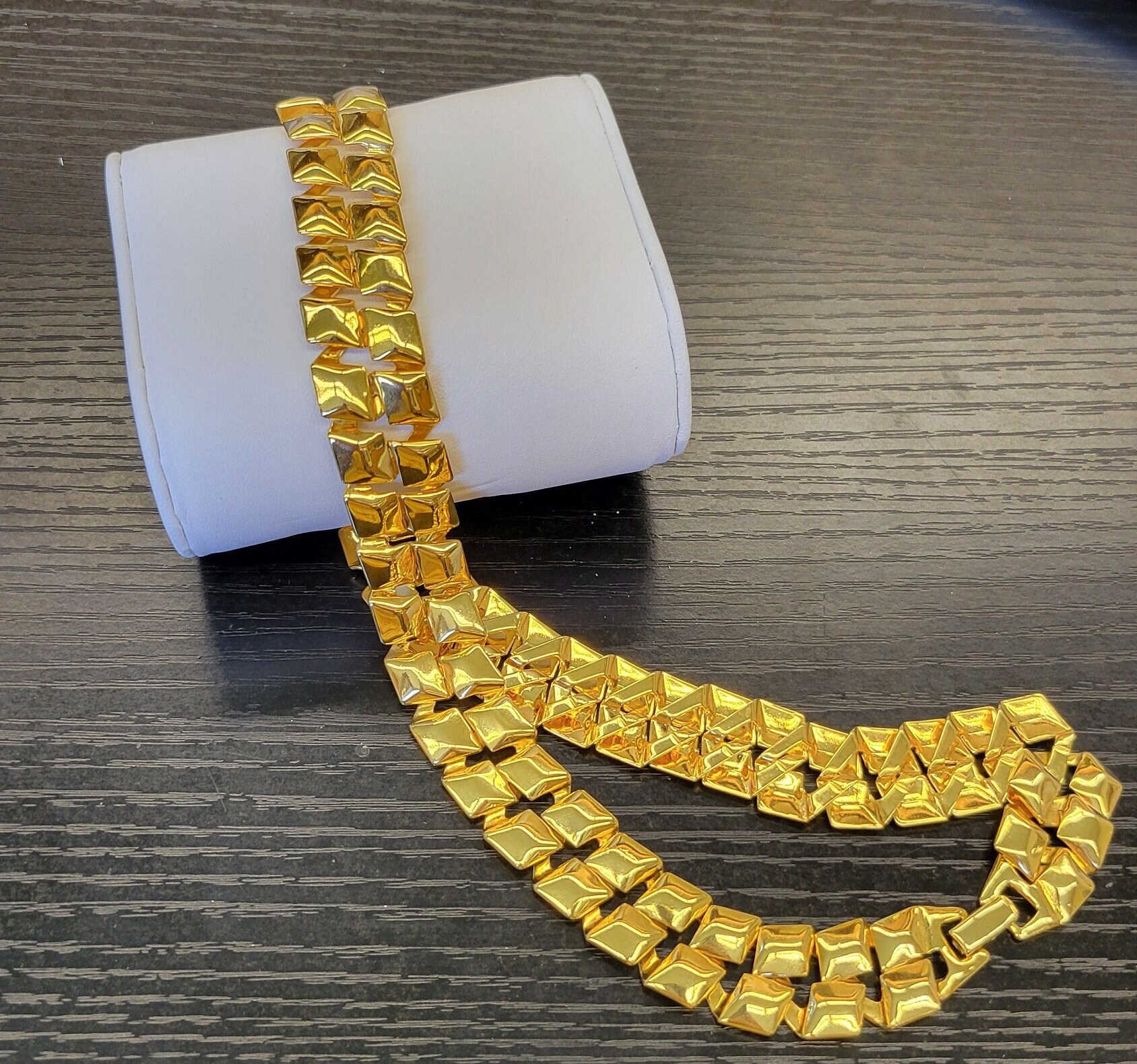 ゴールドトーンリンクチェーンネックレス レトロゴールドトーンリンクカラーネックレス - 1990年代のチャンキー