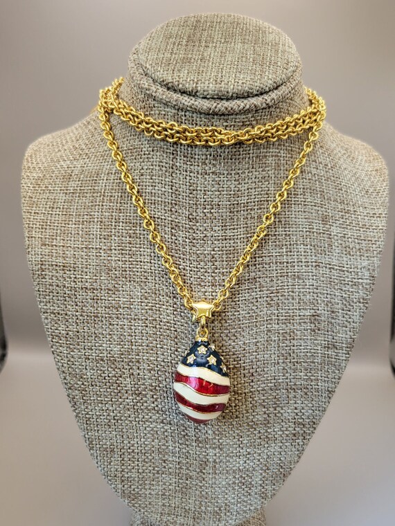 Joan Rivers- Patriotic Egg Pendant-Red, White, an… - image 2