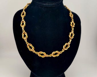 Vintage 12Kt Gold Filled Sterling Silver Clasp Two Tone Knot Collar Necklace