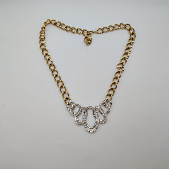 Vintage Monet Two-Tone Chain Necklace – Chunky Gr… - image 6