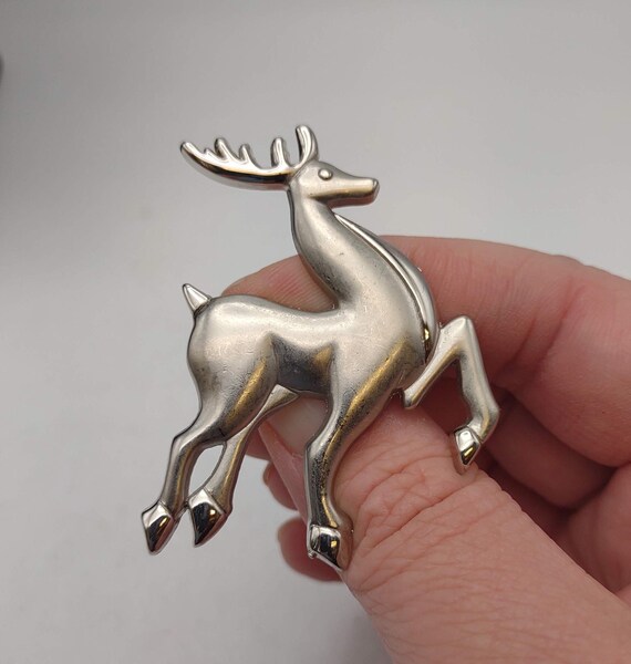 Vintage Silver Tone Prancing Reindeer Christmas H… - image 9