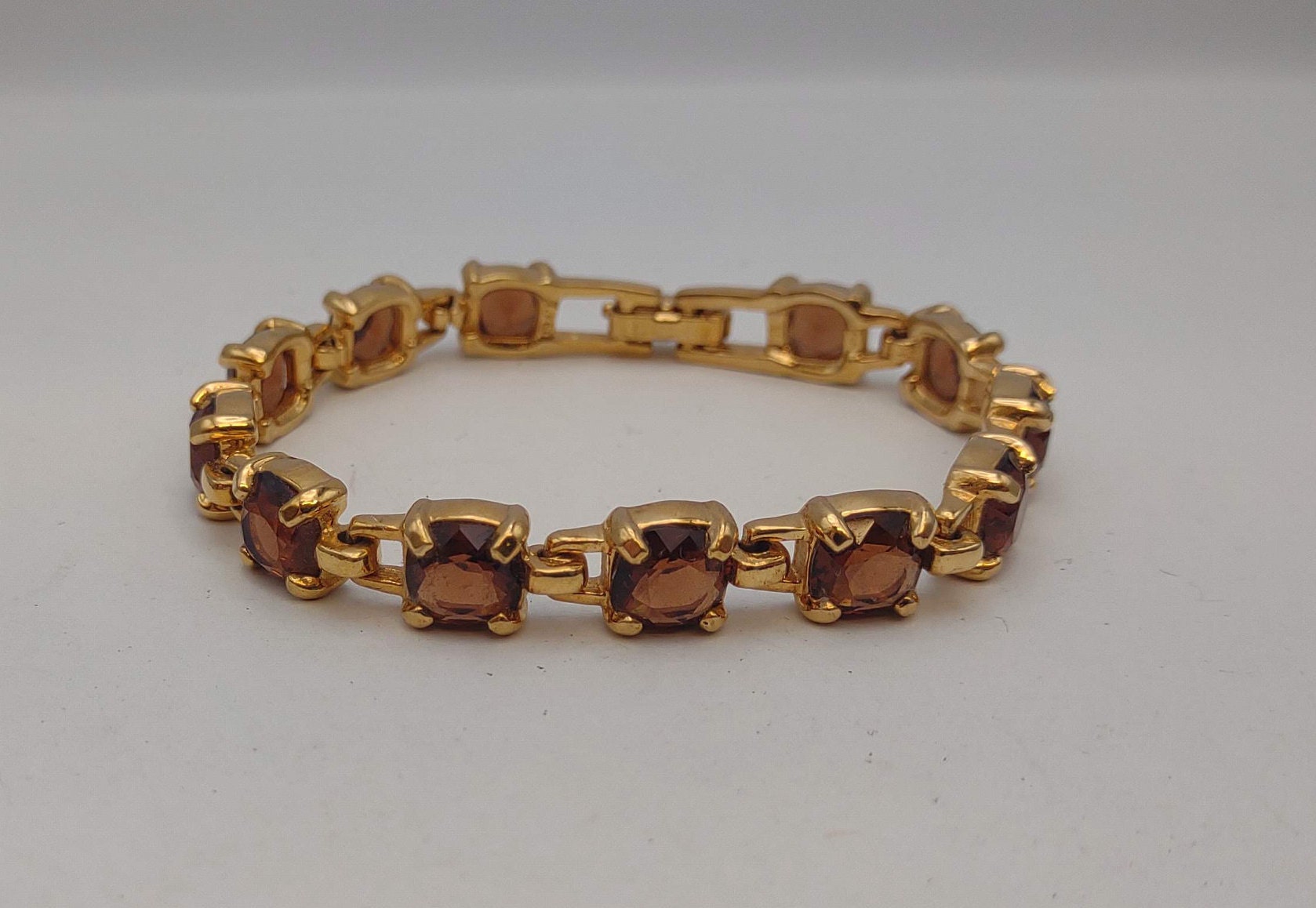 Golden Brown Swarovski Crystal Bracelet With Clear Crystal Golden Brown Swarovski Crystal Bracelet With Clear Crystal
