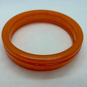 Vintage Bright Orange Plastic Bangle Bracelet Set Item K 2411 image 2