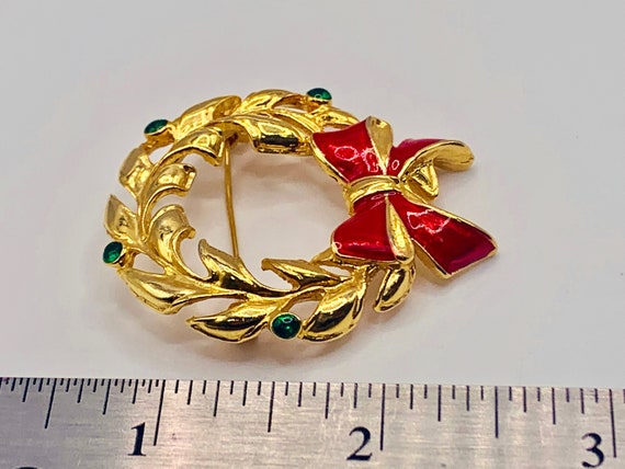 Christmas Wreath Pin, Vintage Wreath Pin, Christm… - image 3