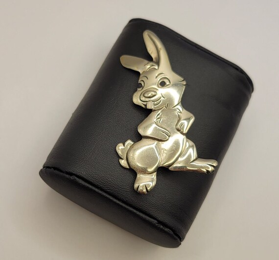 Vintage Enameled Metal Bunny Rabbit Pin - Silver … - image 2