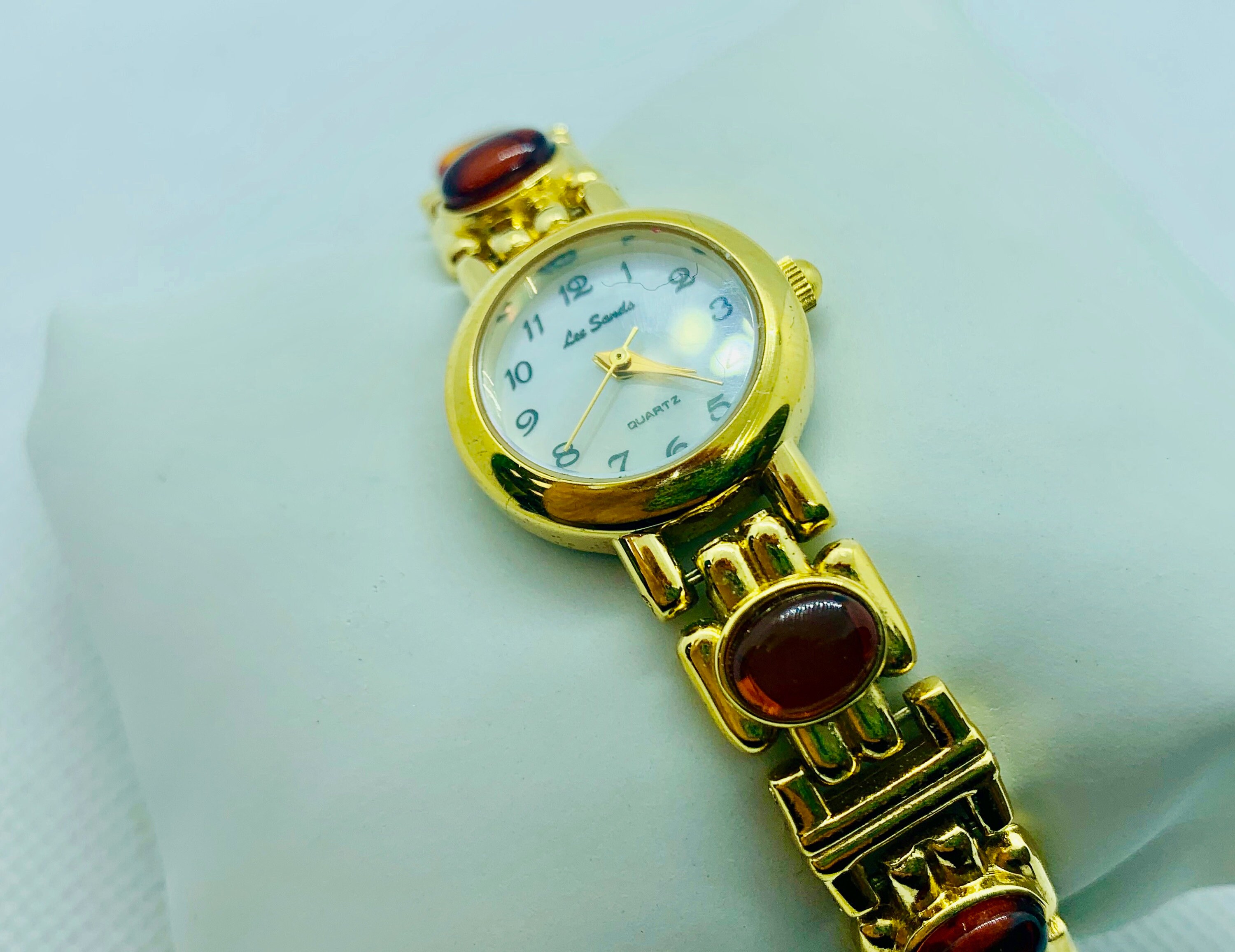 VINTAGE Designer LEE SANDS AMBER Hidden WATCH Bracelet Lee Sands Watch - Etsy main image 2