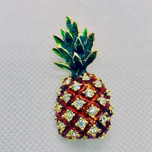 Geno Pin Rhinestone Pineapple Pin Gold Pineapple Vintage Rhinestone Pineapple Brooch Geno Ltd Brooch Pave Rhinestone Fruit Brooch