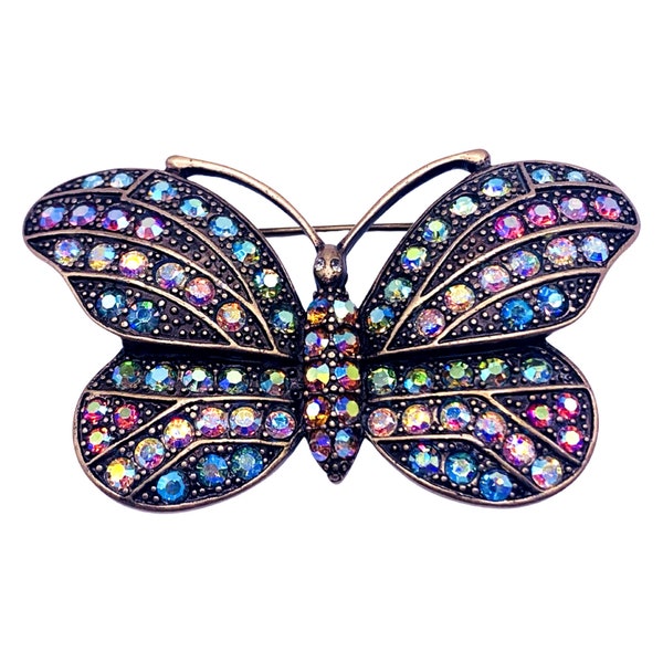 KIRKS FOLLY Rhinestone Butterfly Pin, Sparkling Rhinestone Pin, Vintage Kirk's Folly Pin, Kirks Folly Jewelry, Item K # 2081
