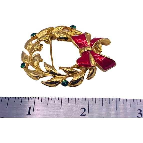 Christmas Wreath Pin, Vintage Wreath Pin, Christm… - image 6
