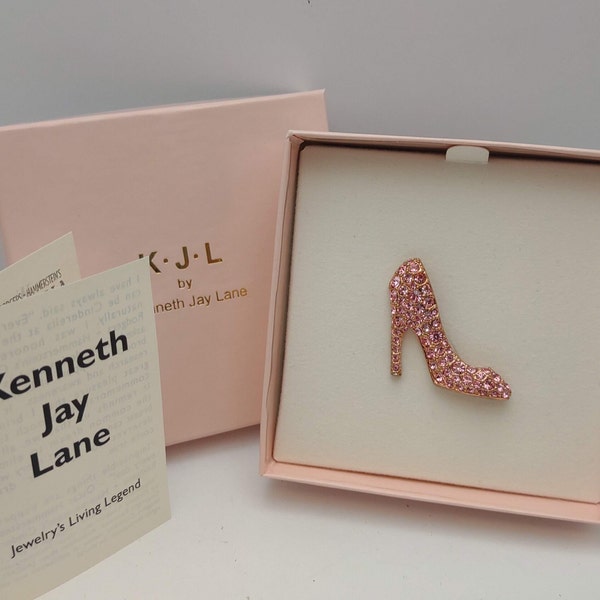 Rodgers & Hammerstein's Cinderella on Broadway KJL Breast Cancer Awareness Pink Glass Slipper Brooch- Collectable Jewelry- with Papers K#368