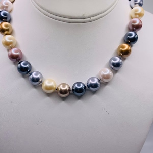 Monet, Pastel Faux Pearl Beaded Necklace, Pastel Necklace, Vintage Beaded Necklace, Monet Necklace, Colorful Bead Necklace, Item K # 3043