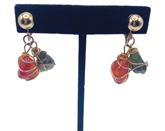 Vintage Polished Stone Dangle Earrings Item K # 3279