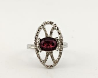 Vintage 1974 Sarah Coventry "Mystique" Openwork Silver-Tone Purple Rhinestone Adjustable Ring