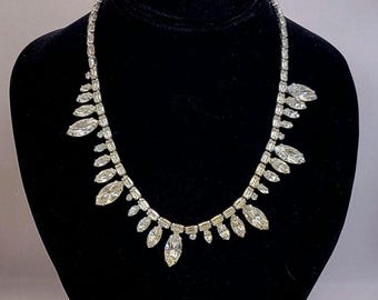 Vintage Hattie Carnegie Rhinestone Necklace – Prong Set Wedding Jewelry